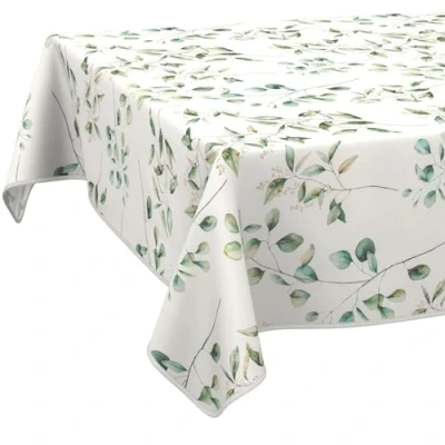 Afbeelding van Tafelkleed van katoen en polyester, afwasbaar, onderhoudsvriendelijk, rond, ovaal of rechthoekig, botanisch motief, 100 x 140 cm, met zoom (omzoomd)