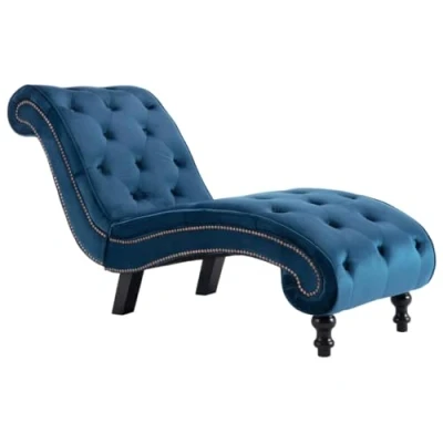 Image de vidaXL Chaise longue Bleu Velours
