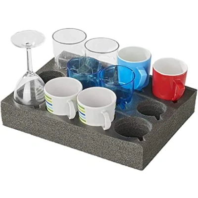 Afbeelding van Pro Plus Bekerhouder Hard Foam voor 12 Glazen en Kopjes 34 x 25 6 cm Zwart