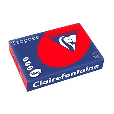 Afbeelding van Clairefontaine Trophée Intens, gekleurd papier, A4, 160 g, 250 vel, koraalrood papier