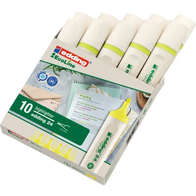 Afbeelding van Markeerstift edding 24 ecoline pastelgeel doos 10 stuks