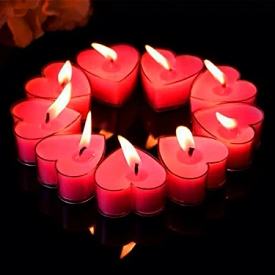 Afbeelding van Hartkaarsen, theelichtjes, kleine rode kaarsen, decoratieve geurkaarsen, voor Valentijnsdag, verjaardag, feest, voorstel, bruiloft, woondecoratie (rood)