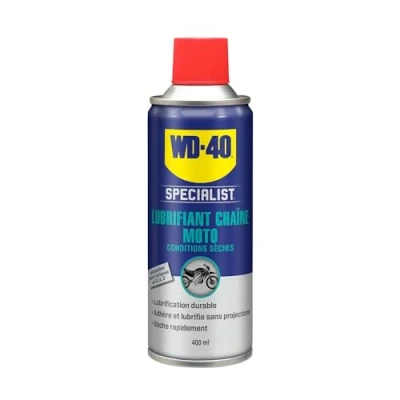 Afbeelding van WD 40 Specialist Moto kettingsmeermiddel aerosol ideaal voor on road en droge omstandigheden spatbescherming compatibel met O ringen in O, X Z 400 ml