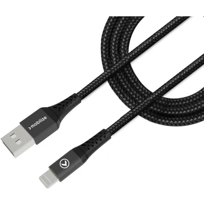 Afbeelding van Mobilize Strong Nylon Cable USB to Apple MFi Lightning 2m. 60W Black