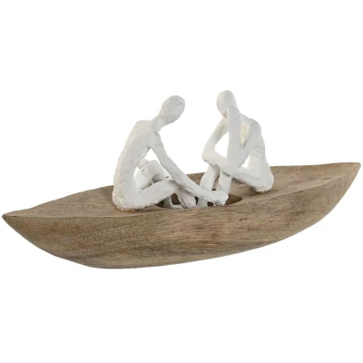 Afbeelding van Decoratieve figuren Home ESPRIT Wit Natuurlijk Boot Mediterrane 42 x 14 16 cm