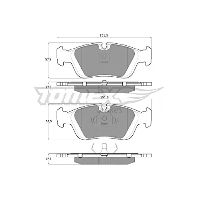 Afbeelding van TOMEX brakes TX 12 05 Remblokkenset Vooras Geschikt voor slijtage waarschuwingscontact BMW: Z3 Roadster, 3 Compact