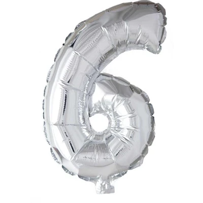 Afbeelding van Ballon folie 6 zilver 40cm