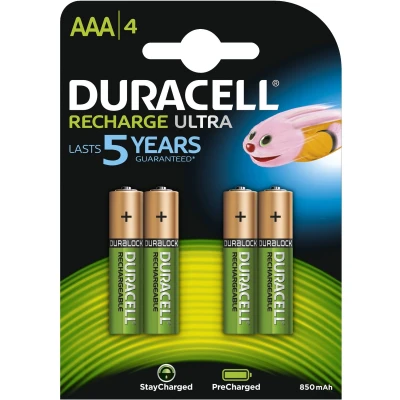 Afbeelding van Duracell oplaadbare AAA batterijen (4 stuks), vooraf opgeladen, onze batterij met de langste levensduur