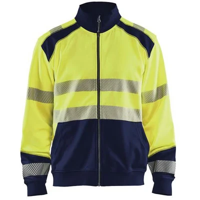 Image de Sweat zippé haute visibilité jaune fluorescent/marine