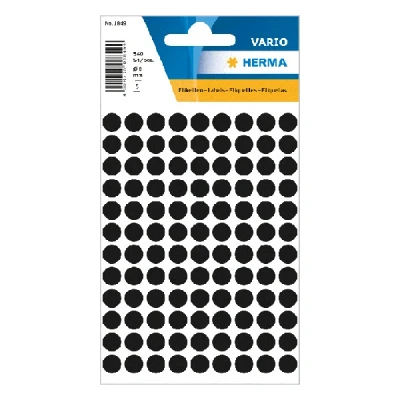 Image de 540 Etiquettes rondes 8mm Herma Noir