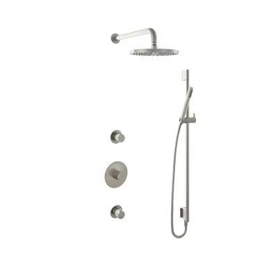 Afbeelding van Hotbath Get together Regendoucheset IBS1 Geborsteld nikkel Staaf Handdouche 25cm Hoofddouche Wandarm 35cm met glijstang