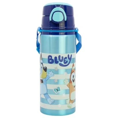 Afbeelding van Bluey Drinkfles Kind 730 ml Aluminium met Rietje &amp; Drukknop BPA vrij Herbruikbare Waterfles Draagkoord Bingo Design