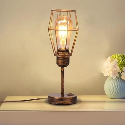 Afbeelding van TWSXTE E27 Tafellamp Metalen Kooilamp LED Tafel Bureau Nachtkastje Slaapkamer Llezen Rustiek Industrieel Vintage Decoratief