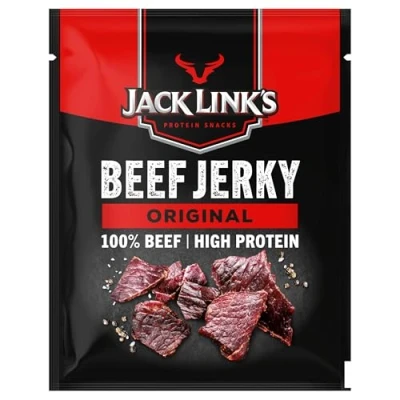 Image de Jack Link&#039;s Bœuf Jerky, saveur originale, collations de viande riches en protéines, parfait pour les déplacements ou après la salle sport, 40g