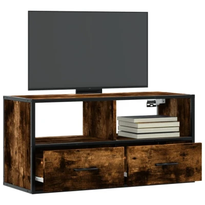 Afbeelding van vidaXL Tv meubel 80x31x39,5cm bewerkt hout metaal gerookt eikenkleurig