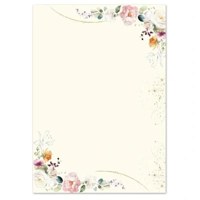Afbeelding van 50 vellen briefpapier, tropische bloemen, DIN A5 (210 x 148 mm), 90 g/m², meerkleurig