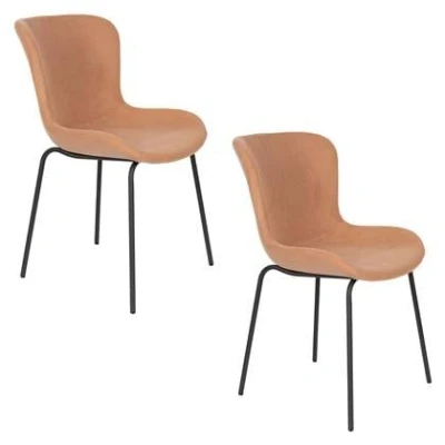 Afbeelding van Feliz Lifestyle Junzo Rib Eetkamerstoelen Oudroze Set van 2