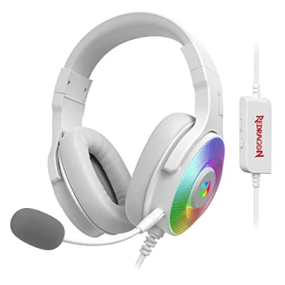 Afbeelding van Redragon H350 Bedrade Gaming Headset, Dynamische RGB achtergrondverlichting, stereo surround sound, 50 mm drivers, afneembare microfoon, on ear hoofdtelefoon werkt (wit)