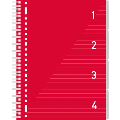 Afbeelding van Kangaro 4 in 1 blok A4 gelinieerd 200 pagina&#039;s 80 grams rood K 58380