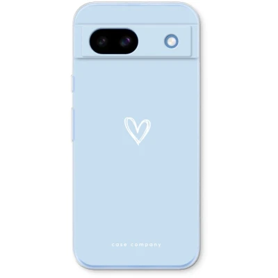 Afbeelding van Case Company® hoesje geschikt voor Google Pixel 8a Klein Hart Blauw Soft Cover Telefoonhoesje Bescherming aan alle Kanten en Schermrand