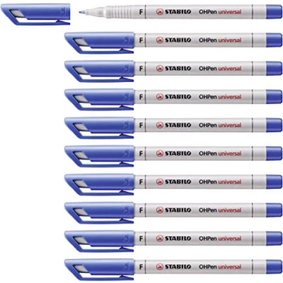 Afbeelding van Overheadstift STABILO OHPen universal wateroplosbaar fijn 10 stuks blauw
