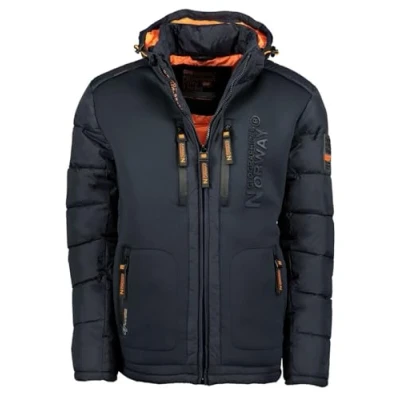 Afbeelding van Geographical Norway gewatteerde winterjas met capuchon voor heren, gevoerde warme anorak S 7XL outdoor ski snowboard jas de winter / herfst in bundel UD beanie, navy,