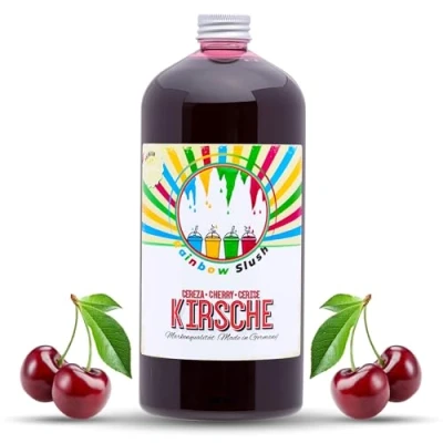 Afbeelding van Rainbow Slush Siroop zonder AZO 1 liter fles concentraat voor ijsmachines, dranken 1:5 tot 1:20 (kersen)