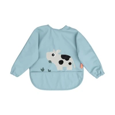 Afbeelding van Done by Deer Slabbetje met mouw Tiny Farm Blue