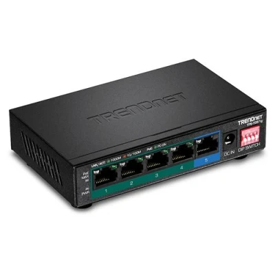 Image de TRENDnet TPE TG51g Commutateur non géré 4 x 10/100/1000 (PoE+) + 1 de bureau, fixation murale PoE+ (60 W) Conformité TAA