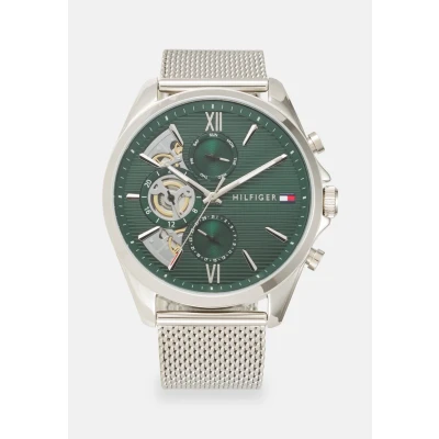 Afbeelding van Tommy Hilfiger Baker Horloge silvercoloured/green, Heren, Maat: One Size, Silver coloured/green