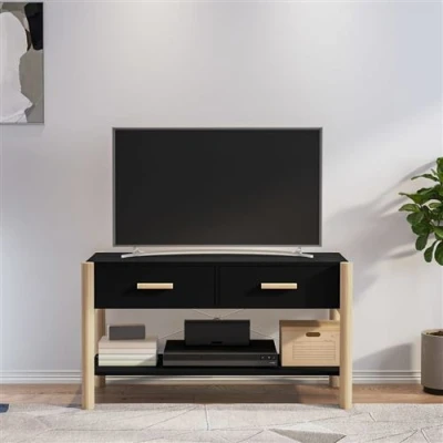 Afbeelding van Tv meubel 82x38x45 cm bewerkt hout zwart