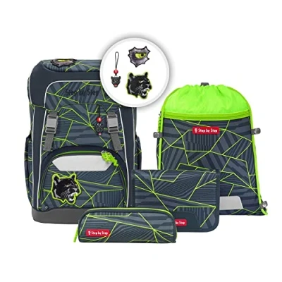 Afbeelding van Step by Giant set 5TEILIG Schooltas voor kinderen, Maat: One Size, Dark cat chiko