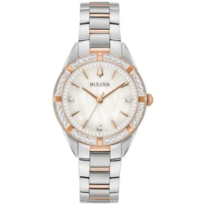 Afbeelding van Bulova Sutton horloge dames Bicolor Rosé diameter 32.5 mm roestvrij staal