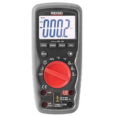 Afbeelding van RIDGID 37423 DM 100 Micro digitale multimeter, automatische selectie testmeter meet werkelijke RMS waarden