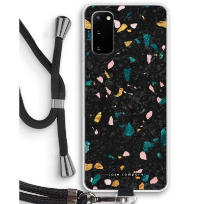 Afbeelding van Case Company® hoesje met Koord geschikt voor Samsung Galaxy S20 Terrazzo N10 Telefoonhoesje Zwart Bescherming aan alle Kanten en Over de Schermrand