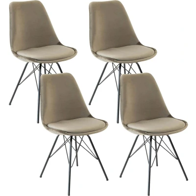 Afbeelding van Kick kuipstoel Velvet taupe zwart frame set van 4