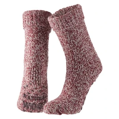 Afbeelding van Apollo Wollen sokken dames Huisokken Fashion Rood Maat 35/38 Huissok met anti slip Fluffy Slofsokken Warme Winter