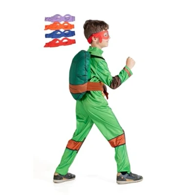 Afbeelding van Ciao Schildpad Ninja Turtles kinderkostuum origineel TMNT Teenage Mutant (maat 7 9 jaar) met gevoerde schaal en verwisselbaar masker