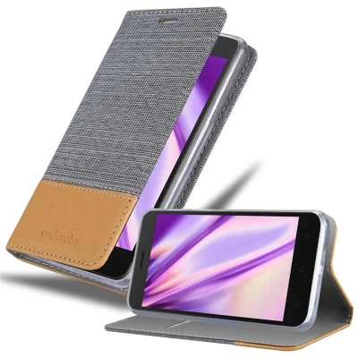 Afbeelding van Cadorabo Hoesje geschikt voor Lenovo K6 / POWER in LICHTGRIJS BRUIN Beschermhoes met magnetische sluiting, standfunctie en kaartvakje Book Case Cover Etui
