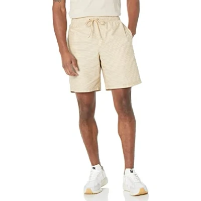 Image de Amazon Essentials Short de marche pour homme avec cordon serrage (disponible en grande taille), marron kaki rayé blanc, taille XL