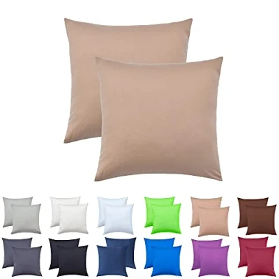 Afbeelding van NatureMark Jersey kussenhoezen in vele maten en kleuren, voor zijkussen of nekkussen, 40 x cm, zandkleur/beige, set van 2