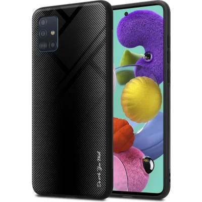 Afbeelding van Cadorabo Hoesje geschikt voor Samsung Galaxy A51 4G / M40s in OPAAL ZWART Beschermhoes gemaakt van TPU silicone Case Cover en achterkant gehard glas