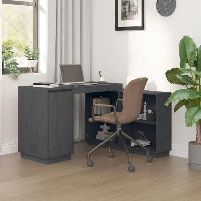 Afbeelding van Bureau 110x50x75 cm massief grenenhout grijs