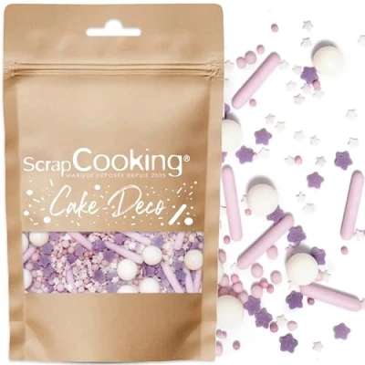 Image de ScrapCooking Décors Sucrés Rods Lilas 70g Sprinkles Pâtisserie Mauve, Violet &amp; Blanc Comestibles Perles en Sucre Décoration Desserts, Gâteaux, Biscuits, Cupcakes, Anniversaire 7450