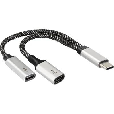 Afbeelding van Maxtrack USB C Adapter [1x stekker 2x bus (Power Delivery), bus] 14.5 cm