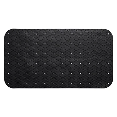 Afbeelding van Douchemat Badmat Antislipmat Douche 69x39 cm Zwart Rechthoekig Badkamermat met Zuignappen