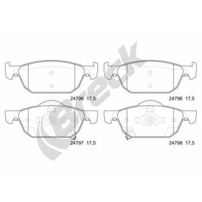Afbeelding van BRECK 24796 00 701 Remblokkenset Incl. slijtage waarschuwingscontact, Met akoestische slijtagewaarschuwing HONDA: ACCORD 8, 8 Kombi
