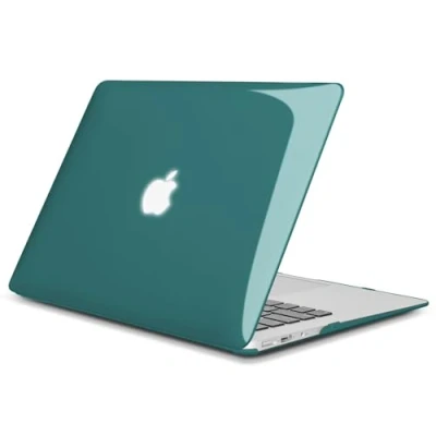 Afbeelding van TECOOL Hoes voor oude MacBook Air 13 inch 2017 2010 A1466 1369, glanzende hoes, harde dunne kunststof, kristal, diep blauwgroen