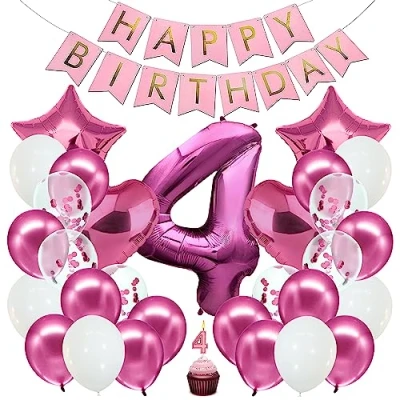 Afbeelding van envami Ballon verjaardag XXL roze Reuze folieballon in 40&quot; 101cm verjaardagsdecoratie nummerballondecoratie voor vliegt met helium (Set Nr. 4)