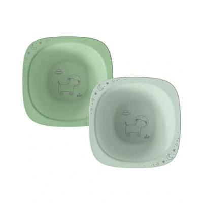 Afbeelding van nip Green Öko Set van 2 puree kommen voor baby&#039;s vanaf 4 maanden, onbreekbaar, magnetron en vaatwasmachinebestendig, perfect beginners, BPA vrij, melaminevrij, duurzaam, motief
